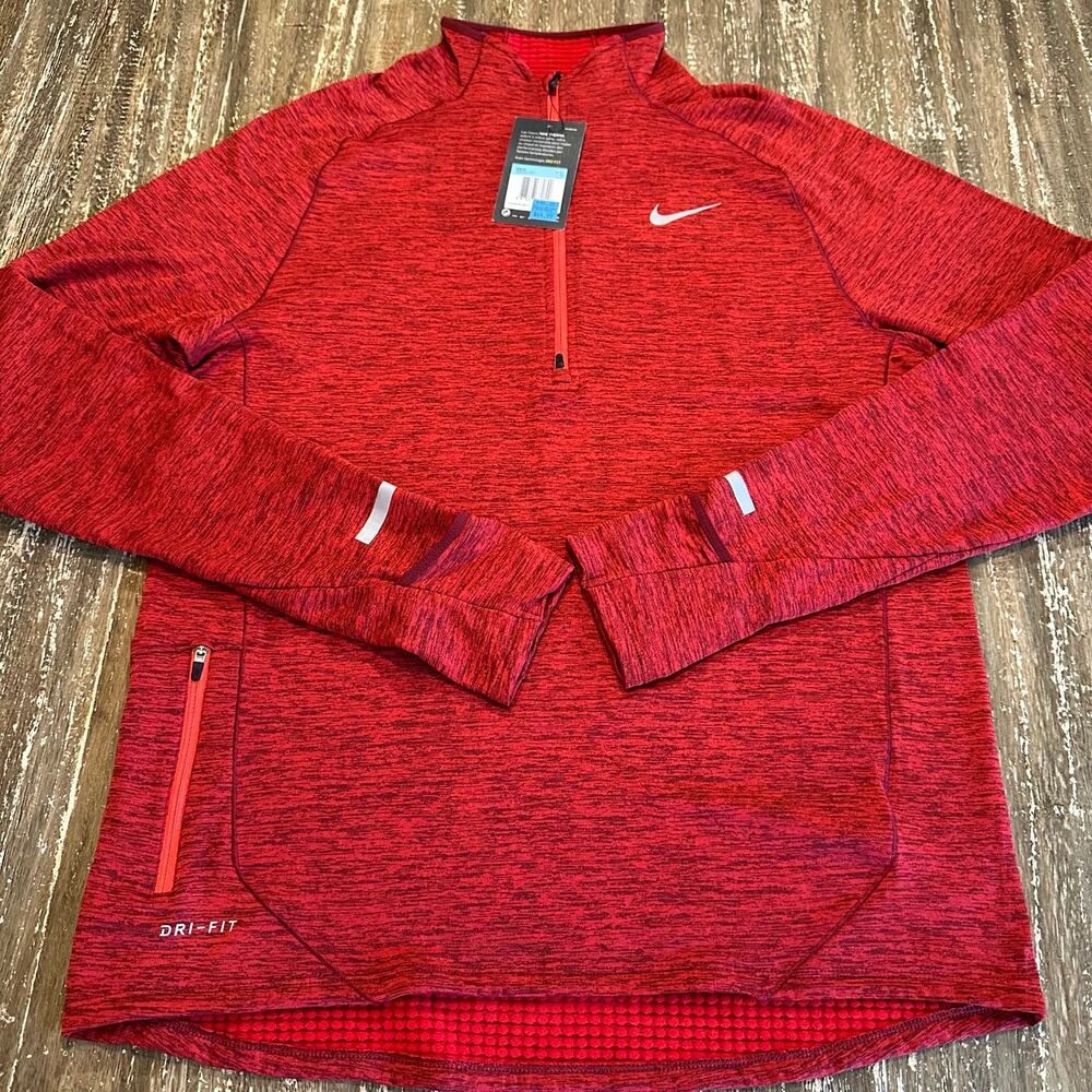 NWT Nike Running Dri-Fit Therma Long Sleeve 1/4 Zip Pullover Red Mens Size M